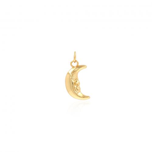 Brass Jewelry Pendants, Moon, 18K gold plated, fashion jewelry & DIY, nickel, lead & cadmium free, 10x22x3.20mm, Sold By PC