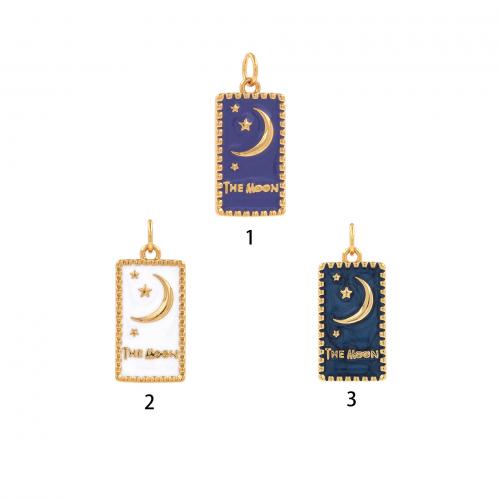 Brass Jewelry Pendants Rectangle 18K gold plated fashion jewelry & DIY & enamel nickel lead & cadmium free Sold By PC