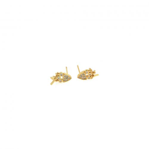 Cubic Zirconia Micro Pave Brass Earring, 18K gold plated, fashion jewelry & micro pave cubic zirconia & for woman, nickel, lead & cadmium free, 6.70x13.60x13mm, Sold By Pair