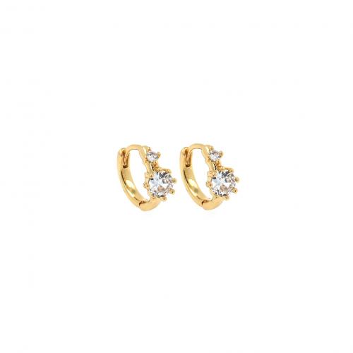 Cubic Zirconia Micro Pave Brass Earring, 18K gold plated, fashion jewelry & micro pave cubic zirconia & for woman, nickel, lead & cadmium free, 13.70x11x5.70mm, Sold By Pair