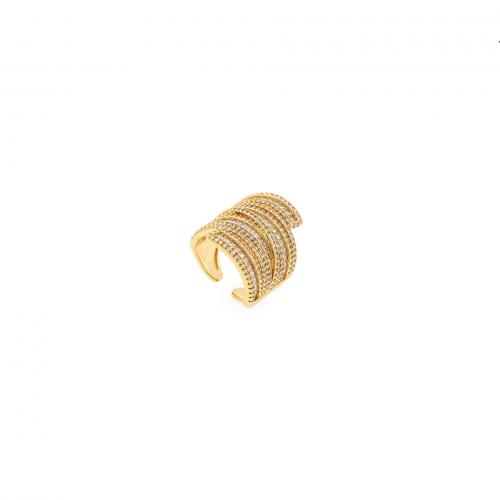 Cúbicos Circonia Micro Pave anillo de latón, metal, 18K chapado en oro, Joyería & micro arcilla de zirconia cúbica & para mujer, libre de níquel, plomo & cadmio, 27.30x21.30x21mm, Vendido por UD