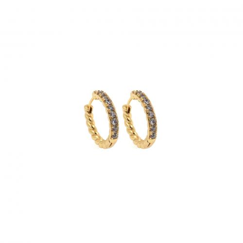 Cubic Zirconia Micro Pave Brass Earring, 18K gold plated, fashion jewelry & micro pave cubic zirconia & for woman, nickel, lead & cadmium free, 18.50x17.50x2.80mm, Sold By Pair