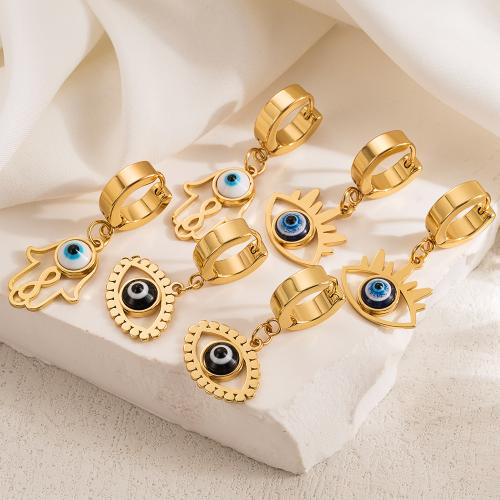 Evil Eye Earrings 304 Stainless Steel & for woman & enamel golden Sold By Pair