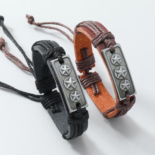 PU Leather Cord Bracelets, with Linen & Tibetan Style, fashion jewelry & Unisex, more colors for choice, 12mm, Length:Approx 5.5-7.5 cm, Sold By PC