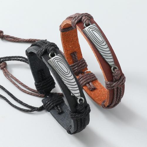 PU Schnur Armbänder, PU Leder, mit Hanfgarn & Zinklegierung, Modeschmuck & unisex, keine, 12mm, Länge:ca. 5.5-7.5 cm, verkauft von PC