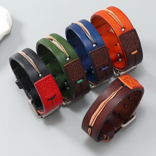 Cowhide Bracelet, with Tibetan Style, fashion jewelry & Unisex, more colors for choice, 18mm, Length:Approx 24 cm, Sold By PC