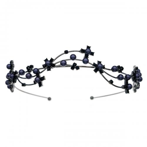 Hair Bands Zinc Alloy with Plastic Pearl Flower plated for woman & with rhinestone nickel lead & cadmium free Sold By PC