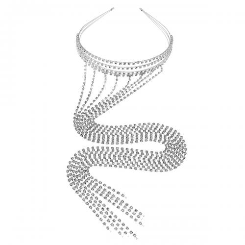 Hair Bands Zinc Alloy silver color plated & for woman & with rhinestone nickel lead & cadmium free Sold By PC