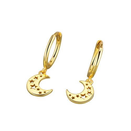 Huggie Hoop Drop Earring Brass Moon plated fashion jewelry & for woman nickel lead & cadmium free Sold By Pair