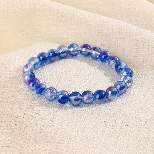 Bracelet de perles de verre, Rond, bijoux de mode & pour femme, plus de couleurs à choisir, 10mm, Longueur:Environ 18 cm, Vendu par PC
