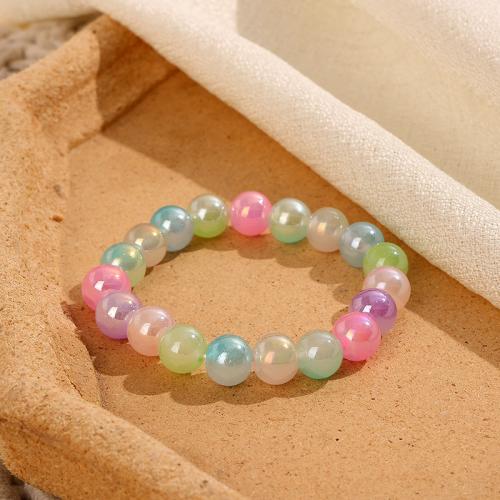 Glass Beads Bracelet, Round, fashion jewelry & for woman, more colors for choice, Length:Approx 18 cm, Sold By PC