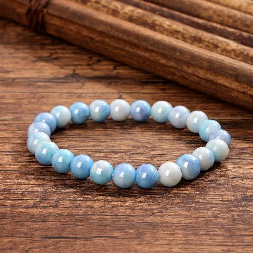 Glass Beads Bracelet, Round, fashion jewelry & Unisex, more colors for choice, Length:Approx 18 cm, Sold By PC