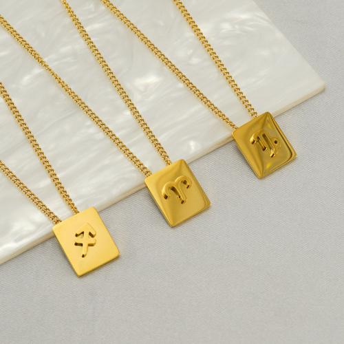 Stainless Steel Jewelry Necklace 304 Stainless Steel with 5CM extender chain Rectangle gold color plated & for woman Length 45 cm Sold By PC