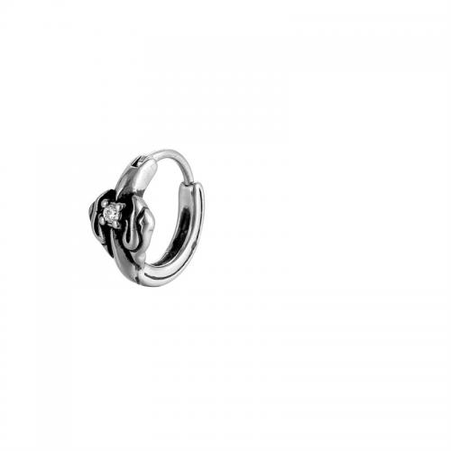 Boucle d'oreille Acier Titane, Placage, bijoux de mode & avec strass, argent, 17x15mm, Vendu par PC