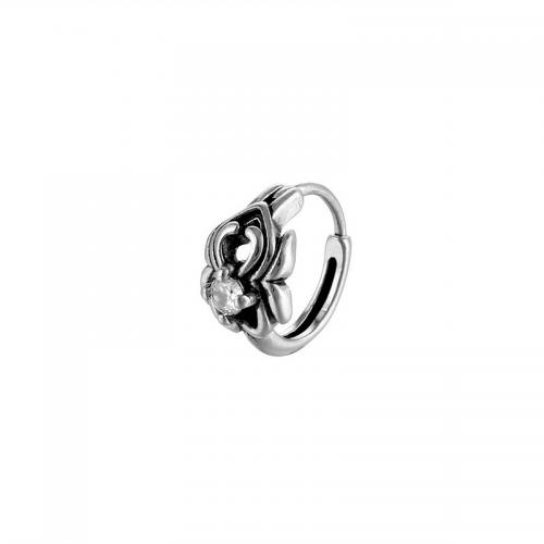 Boucle d'oreille Acier Titane, Placage, bijoux de mode & avec strass, argent, 18x15mm, Vendu par PC