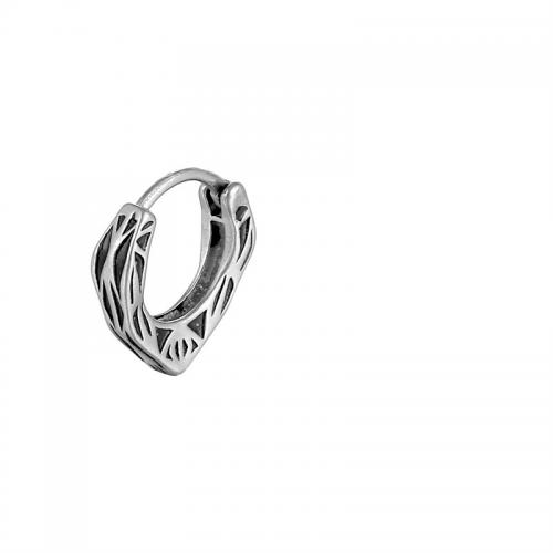 Boucle d'oreille Acier Titane, Placage, bijoux de mode, argent, 14x15mm, Vendu par PC