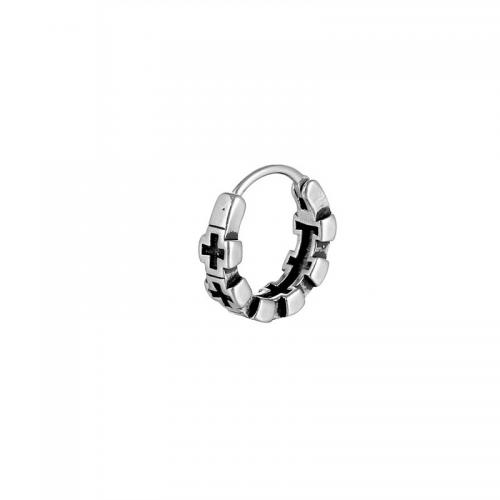 Boucle d'oreille Acier Titane, Placage, bijoux de mode, argent, 15x15mm, Vendu par PC