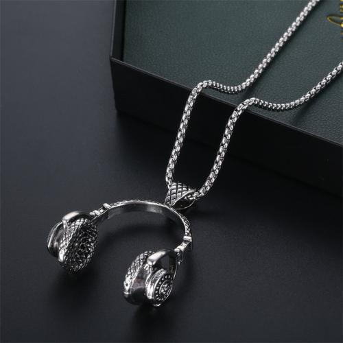 Titanium Steel Necklace, with Tibetan Style, plated, fashion jewelry, silver color, Length:70 cm, Sold By PC