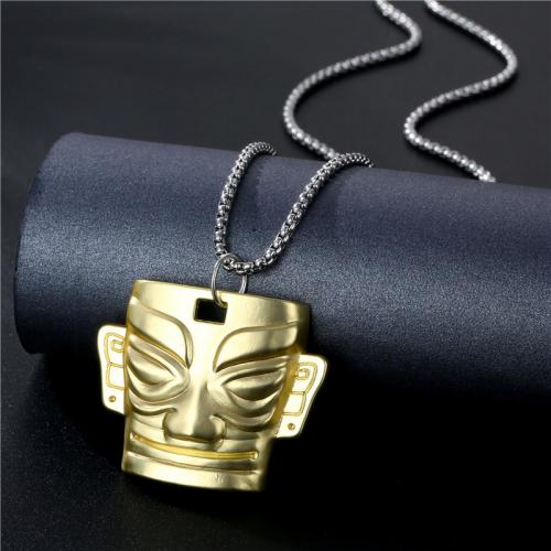 Titanium Steel Necklace, with Tibetan Style, plated, fashion jewelry, golden, Length:70 cm, Sold By PC