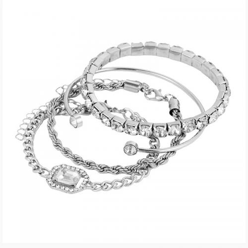 Zinc Alloy Bracelet with Crystal 4 pieces & fashion jewelry & Unisex nickel lead & cadmium free Sold By Set