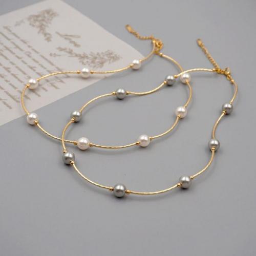Titanium Steel Necklace with Crystal Pearl & Brass with 5.5cm extender chain handmade fashion jewelry & for woman nickel lead & cadmium free Length Approx 38 cm Sold By PC