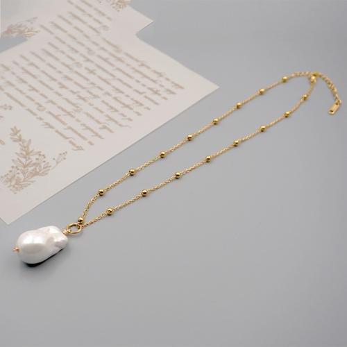Pullover Kette Halskette, Titanstahl, mit Kunststoff Perlen, mit Verlängerungskettchen von 6cm, handgemacht, Modeschmuck & für Frau, keine, frei von Nickel, Blei & Kadmium, Länge:ca. 45 cm, verkauft von PC