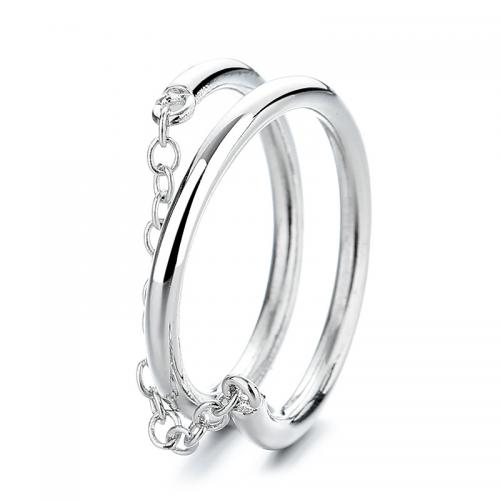 Mässing Finger Ring, plated, för kvinna, silver, Storlek:6, Säljs av PC
