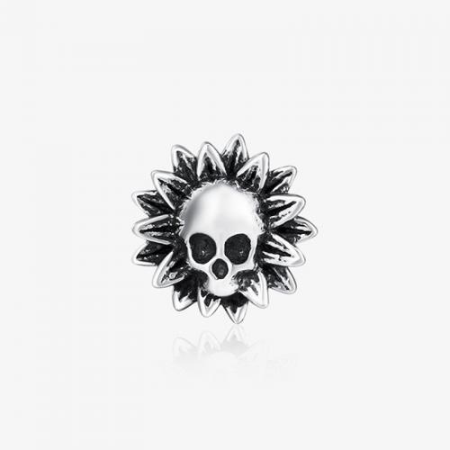 Tibetan Style Stud Earring, Skull, silver color plated, vintage & for man, 10mm, Sold By Pair