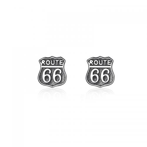 Zinc Alloy Stud Earring silver color plated vintage & with number pattern & for man 10mm Sold By Pair