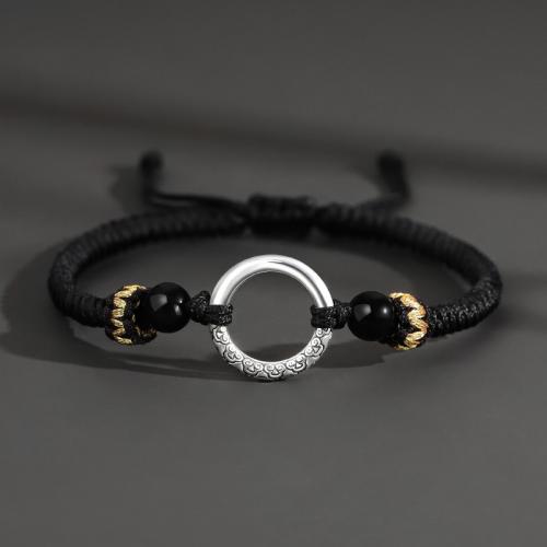 Zinc Alloy Bracelet with Polyester Cord & Resin plated vintage & for man Length Approx 6-10 Inch Sold By PC