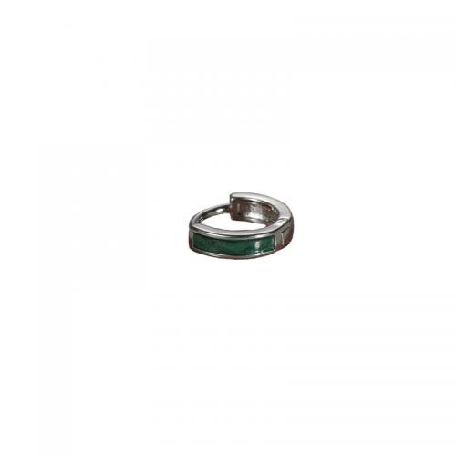 lega in zinco Huggie Orecchino ad anello, placcato color argento, per l'uomo & smalto, 10mm, Venduto da coppia