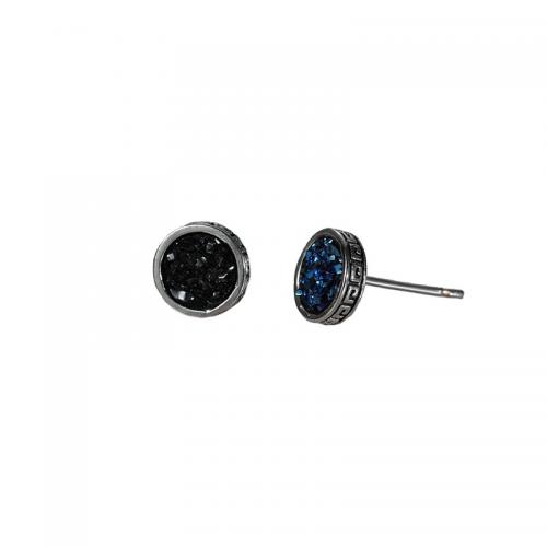 Zinc Alloy Stud Earring Round silver color plated for woman & with rhinestone 10mm Sold By Pair
