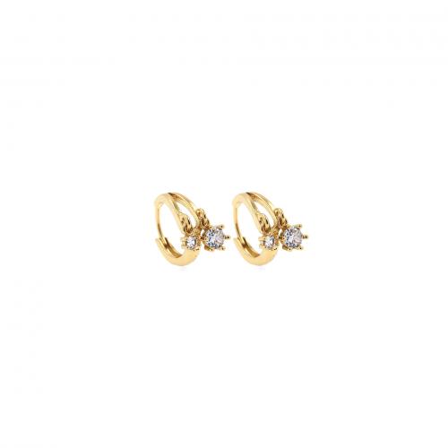 Cubic Zirconia Micro Pave Brass Earring 18K gold plated fashion jewelry & micro pave cubic zirconia & for woman nickel lead & cadmium free Sold By Pair