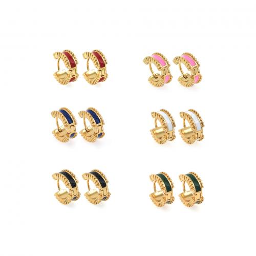 Brass Huggie Hoop Earring 18K gold plated fashion jewelry & for woman & enamel nickel lead & cadmium free Sold By Pair