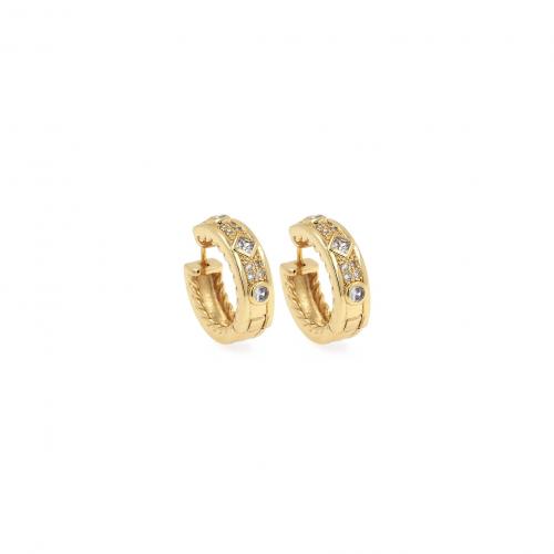 Cubic Zirconia Micro Pave Brass Earring, 18K gold plated, fashion jewelry & micro pave cubic zirconia & for woman, nickel, lead & cadmium free, 18.50x17.50x5.50mm, Sold By Pair