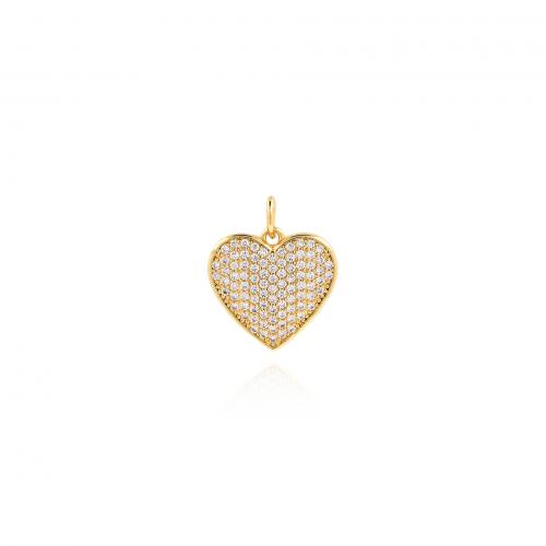 Cubic Zirconia Micro Pave Brass Pendant, Heart, 18K gold plated, fashion jewelry & DIY & micro pave cubic zirconia, more colors for choice, nickel, lead & cadmium free, 18.50x22.50x2.50mm, Sold By PC
