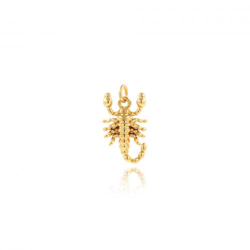 Brass Jewelry Pendants, Scorpion, 18K gold plated, fashion jewelry & DIY, nickel, lead & cadmium free, 16.90x9.60x2.70mm, Sold By PC