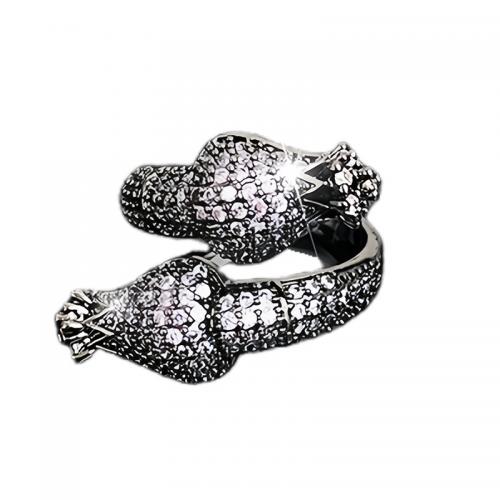 Cubique anneau en laiton Circonia Micro Pave, serpent, Placage, bijoux de mode & pavé de micro zircon & pour femme, protéger l'environnement, sans nickel, plomb et cadmium, Taille:7, Vendu par PC