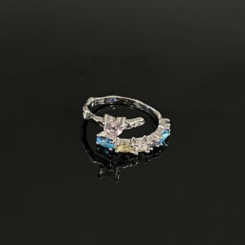 Cubique anneau en laiton Circonia Micro Pave, bijoux de mode & styles différents pour le choix & pavé de micro zircon & pour femme, protéger l'environnement, sans nickel, plomb et cadmium, Taille:7, Vendu par PC