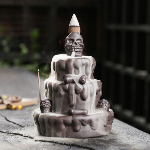 Backflow Incense Burner Purple Clay Skull half handmade for home and office & durable & multifunctional nickel lead & cadmium free Sold By PC