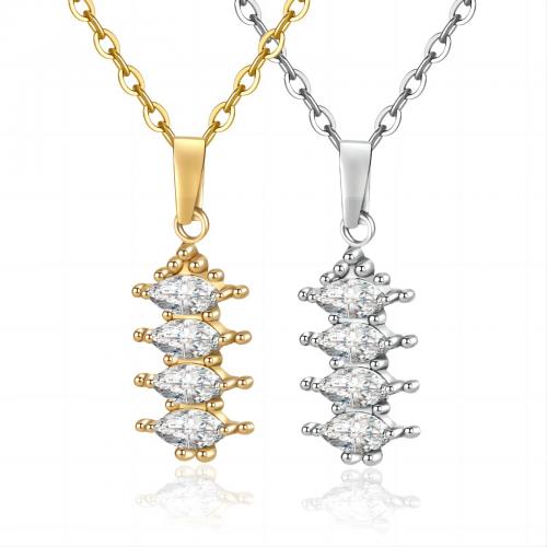 304 Stainless Steel Necklace with Cubic Zirconia with 5CM extender chain plated for woman Length 45 cm Sold By PC