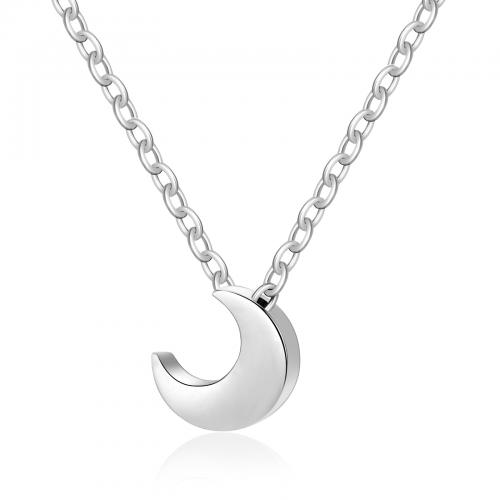 304 Stainless Steel Necklace with 5CM extender chain Moon plated for woman Length 45 cm Sold By PC