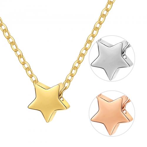 Titanium Steel Necklace, with 5CM extender chain, Star, plated, for woman, more colors for choice, 8x8mm, Length:45 cm, Sold By PC