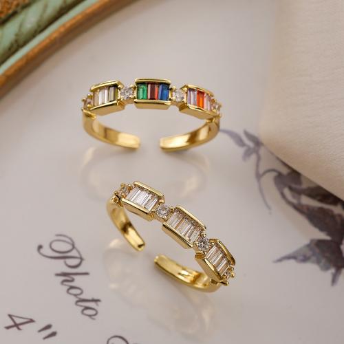 Kubisk Circonia Micro bane messing Ring, guldfarve belagt, Micro Pave cubic zirconia & for kvinde, flere farver til valg, nikkel, bly & cadmium fri, Solgt af PC
