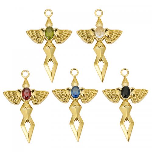 Stainless Steel Cross Pendants, 304 Stainless Steel, gold color plated, DIY & different materials for choice & different size for choice & micro pave cubic zirconia, more colors for choice, nickel, lead & cadmium free, Approx 5PCs/Bag, Sold By Bag