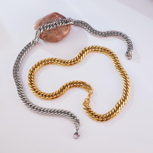 Edelstahl Schmuck Halskette, 304 Edelstahl, plattiert, Modeschmuck & für den Menschen, keine, frei von Nickel, Blei & Kadmium, wide:9.5mm, Länge:ca. 460 Millimeter, verkauft von PC