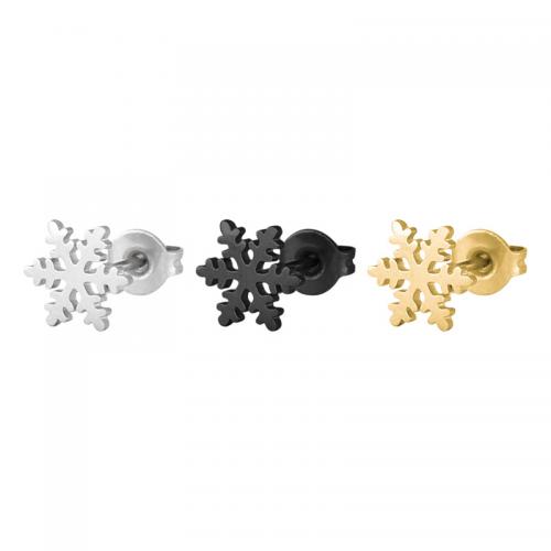 Titanium stål øreringe, Snowflake, forgyldt, mode smykker & for kvinde, flere farver til valg, nikkel, bly & cadmium fri, 8x10mm, Solgt af par