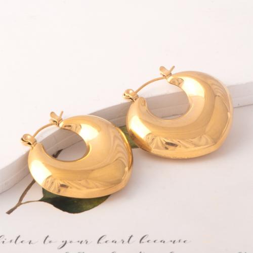 Titanium Steel  Earring, fashion jewelry & for woman, golden, nickel, lead & cadmium free, 28.10x24mm, Sold By Pair