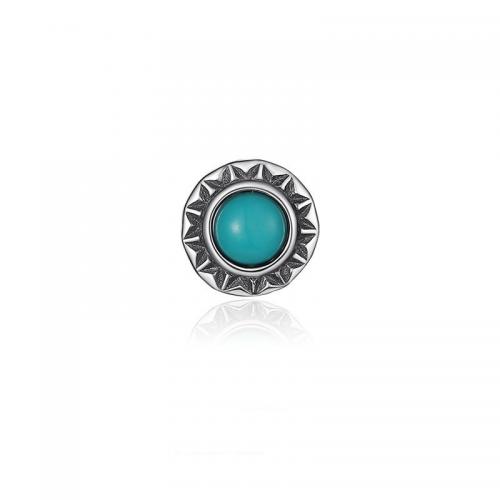 Zinc Alloy Stud Earring with Turquoise Round silver color plated vintage & for man 10mm Sold By Pair