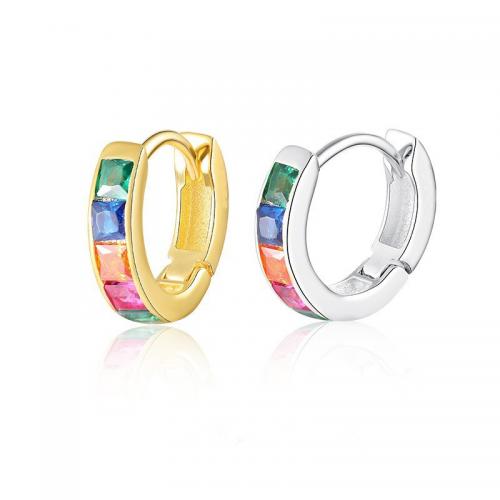 Tibetan Style Huggie Hoop Earring, plated, micro pave cubic zirconia & for man, more colors for choice, 10mm, Sold By Pair